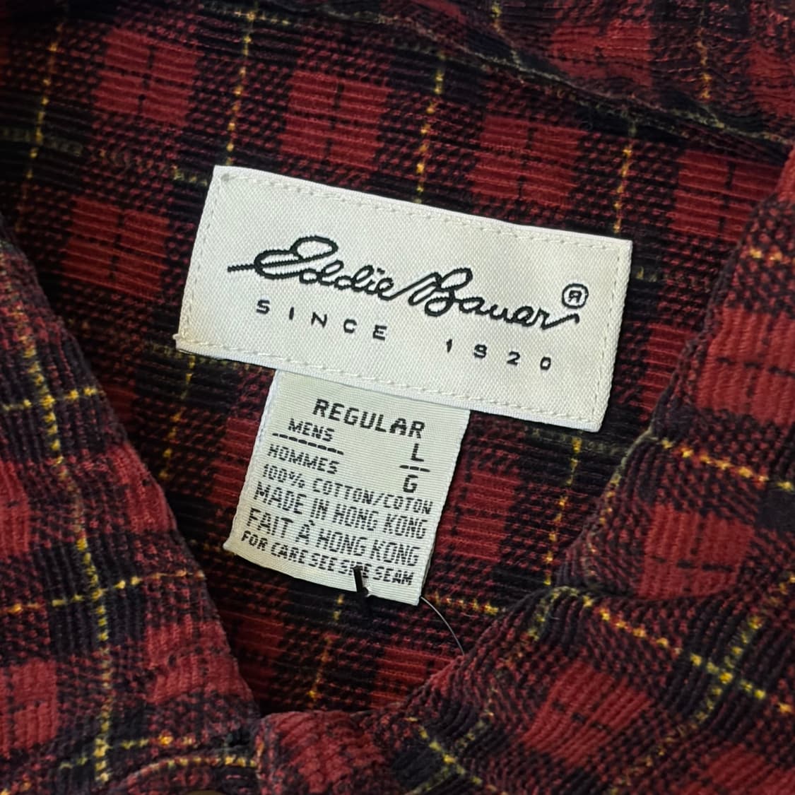새상품급 미국 빈티지 에디바우어 코듀로이 골덴 체크 셔츠 상품이미지4