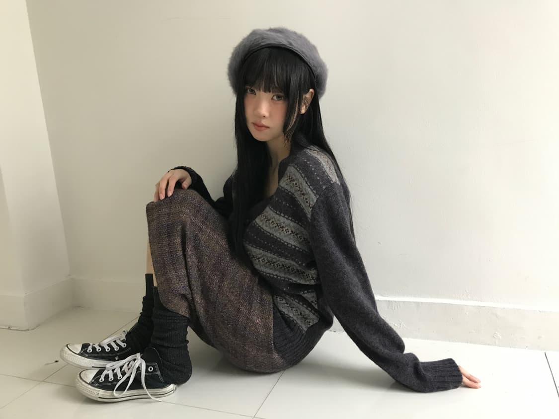 Mori Vintage Knit Cardigan(Grey) 상품이미지5