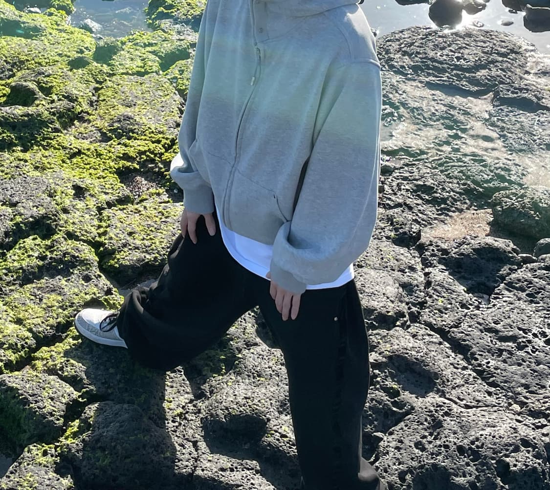 [F] haea 헤아 크롭 후드집업 그레이 상품이미지3