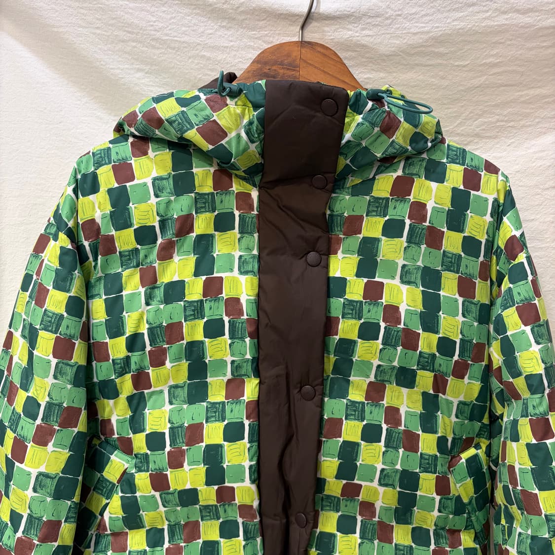 유니클로 X 마르니 체크 패턴 후드 패딩 점퍼 상품이미지2