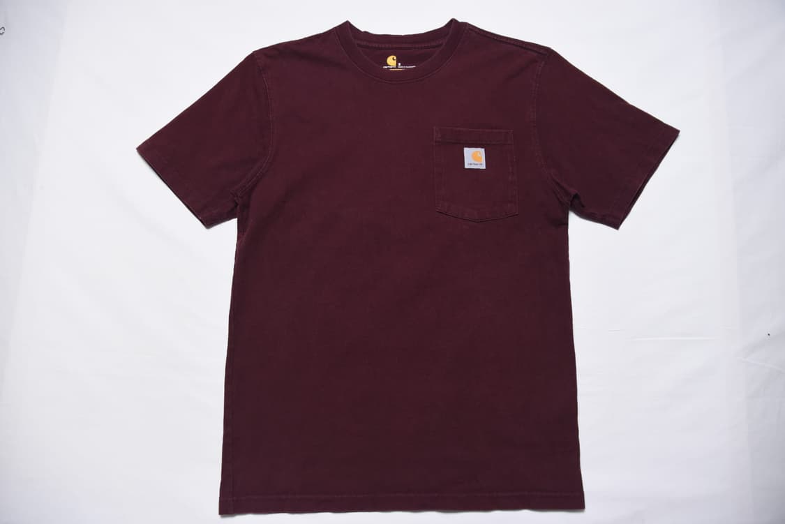 👕 Carhartt K87 루즈핏 헤비웨이트 포켓 반팔 티셔츠 와인 컬 상품이미지2