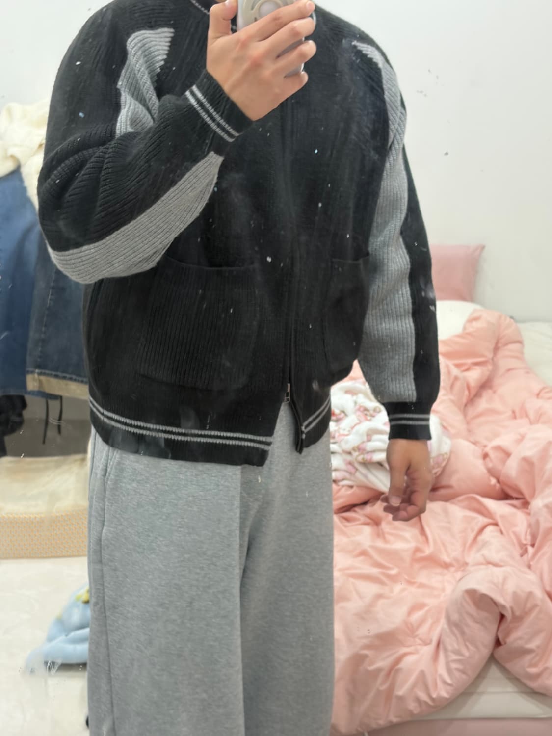 비바스튜디오 니트 집업 가디건 블랙 M 상품이미지5