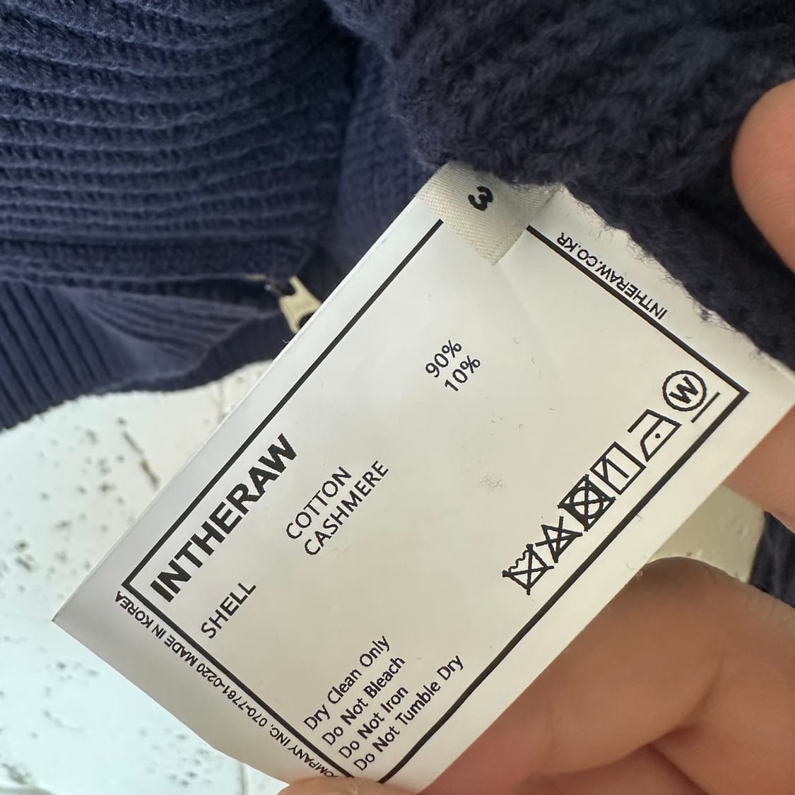 3 인더로우 풀집업 캐시미어 혼방 니트 네이비 상품이미지4