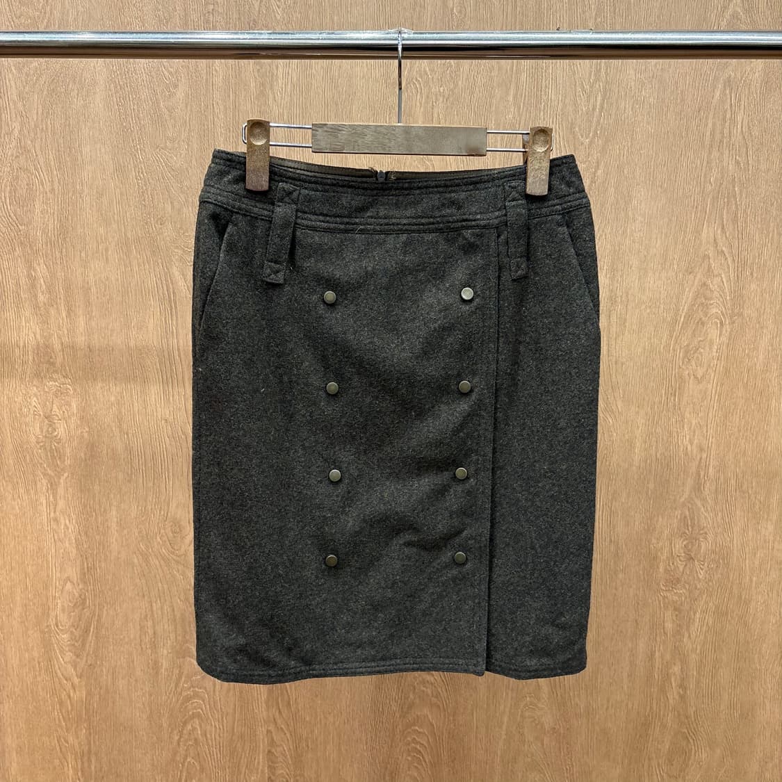 막스마라 미디 스커트 더블 버튼 사이드 포켓 디테일 H라인 브라운 상품이미지2