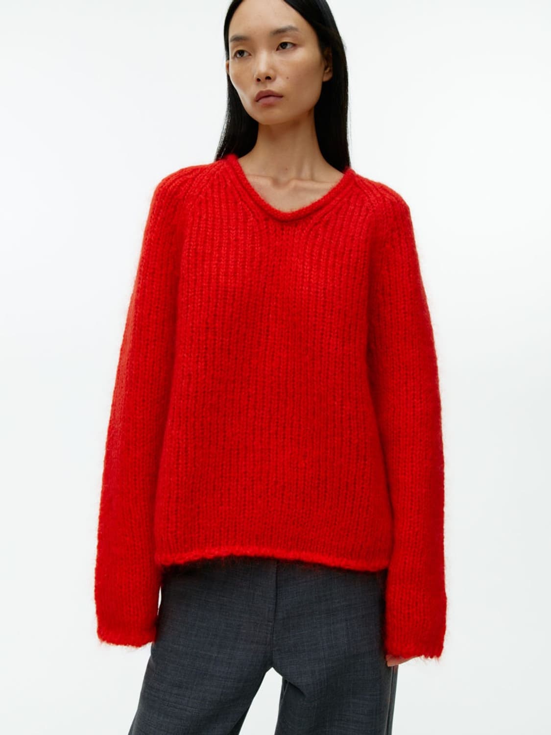 아르켓 루즈 울 모헤어 니트 레드 S 상품이미지3