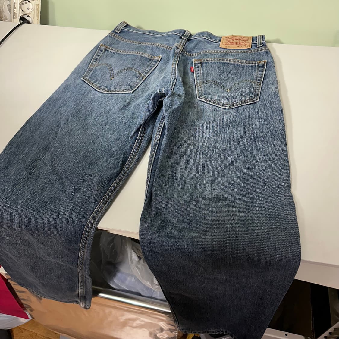 L-XL 리바이스550 USA 릴렉스핏 중청워시드 데님팬츠 상품이미지6