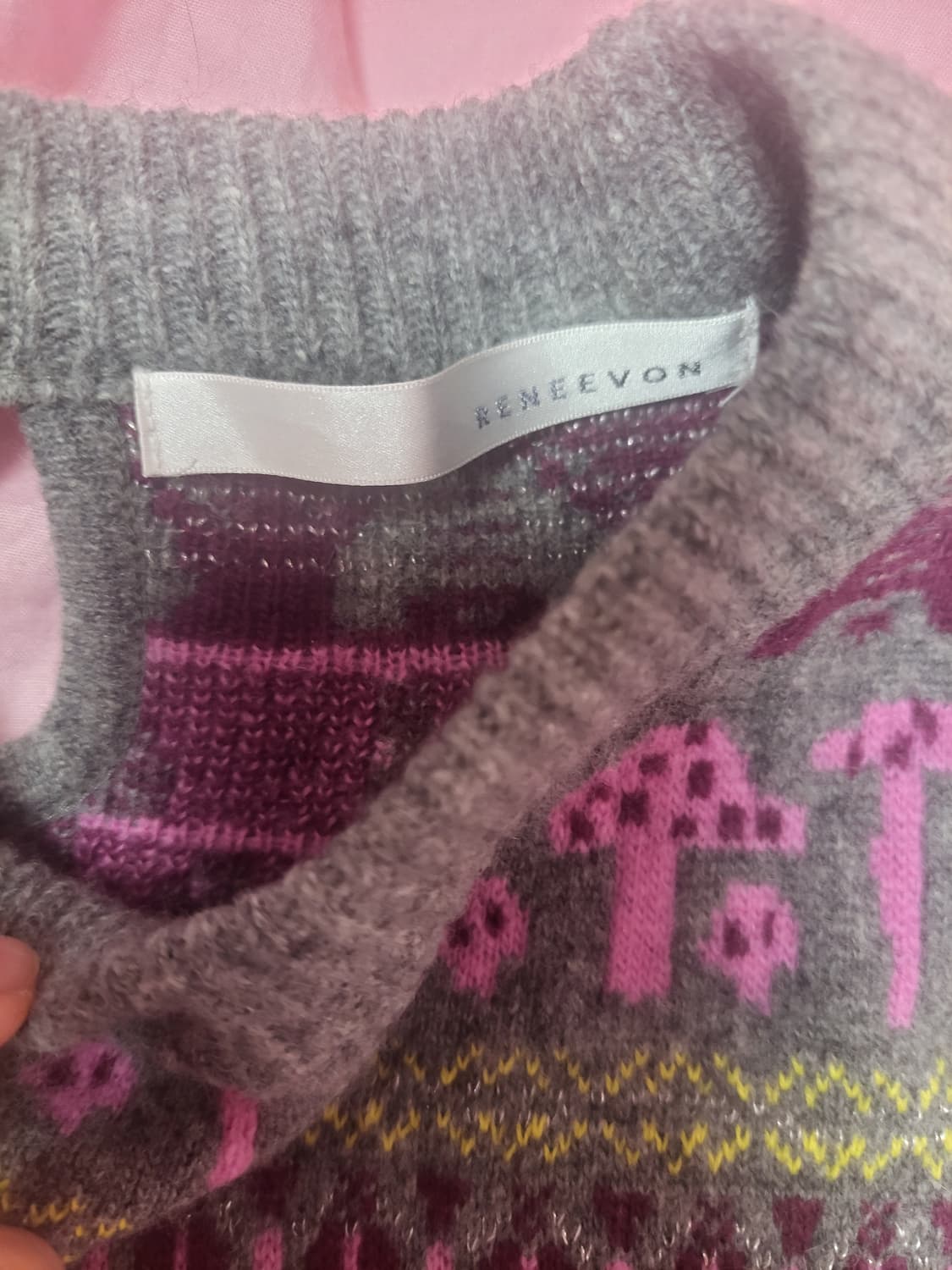 급처상태좋음!레니본 하트,버섯,벌 패턴 귀요미 니트 원피스 상품이미지2