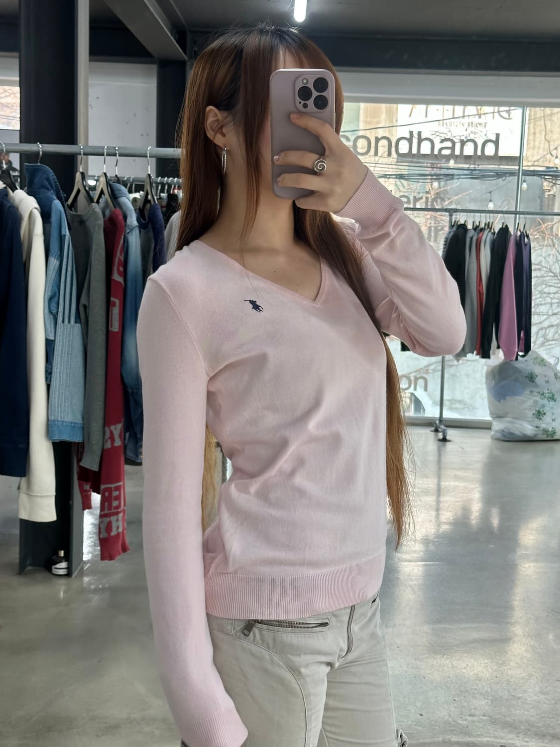 폴로랄프로렌 브이넥 니트 핑크 상품이미지2