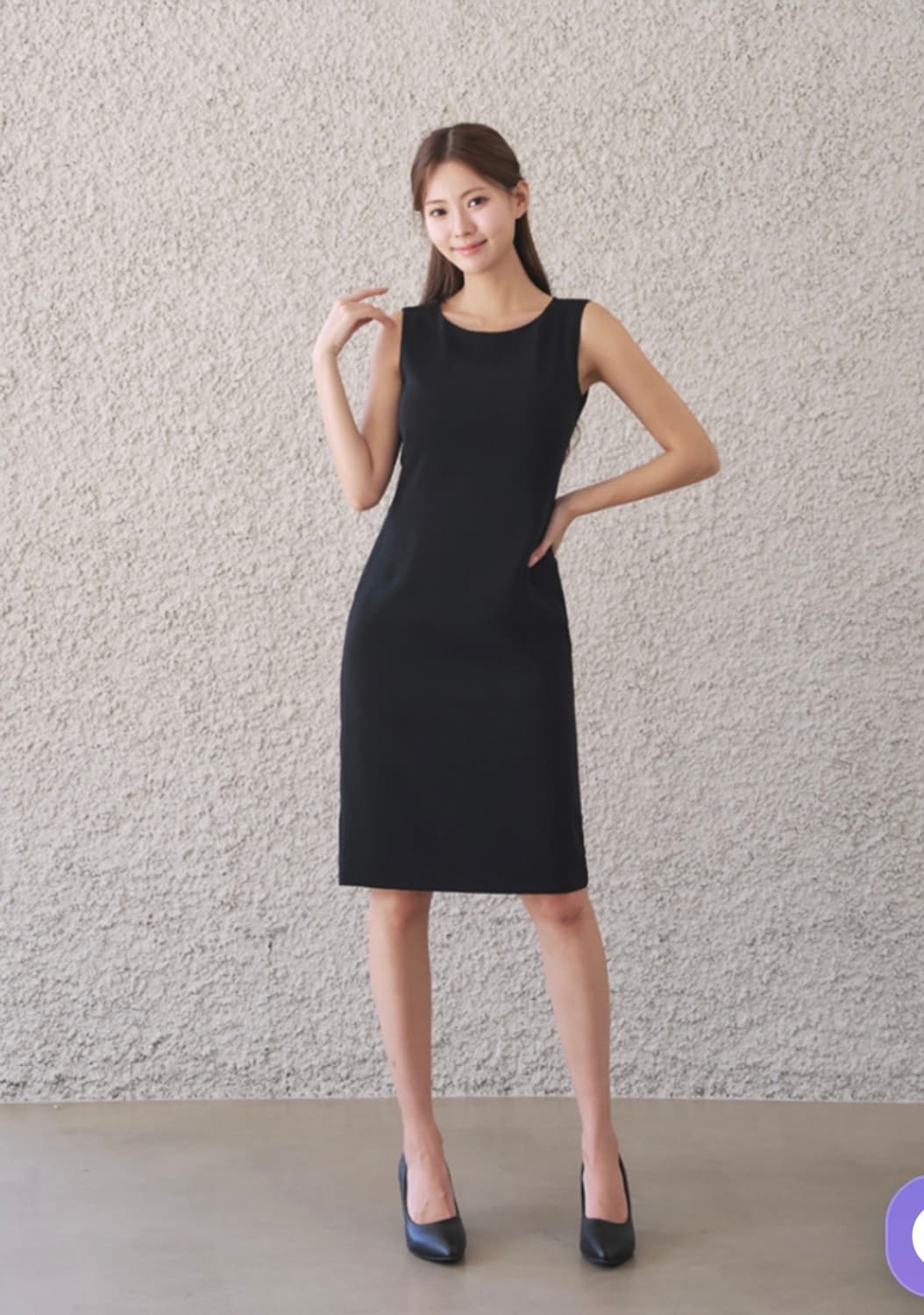 (1회 착용) 더웨이나인 면접 미디 나시 원피스 xs사이즈 입니다. 상품이미지1