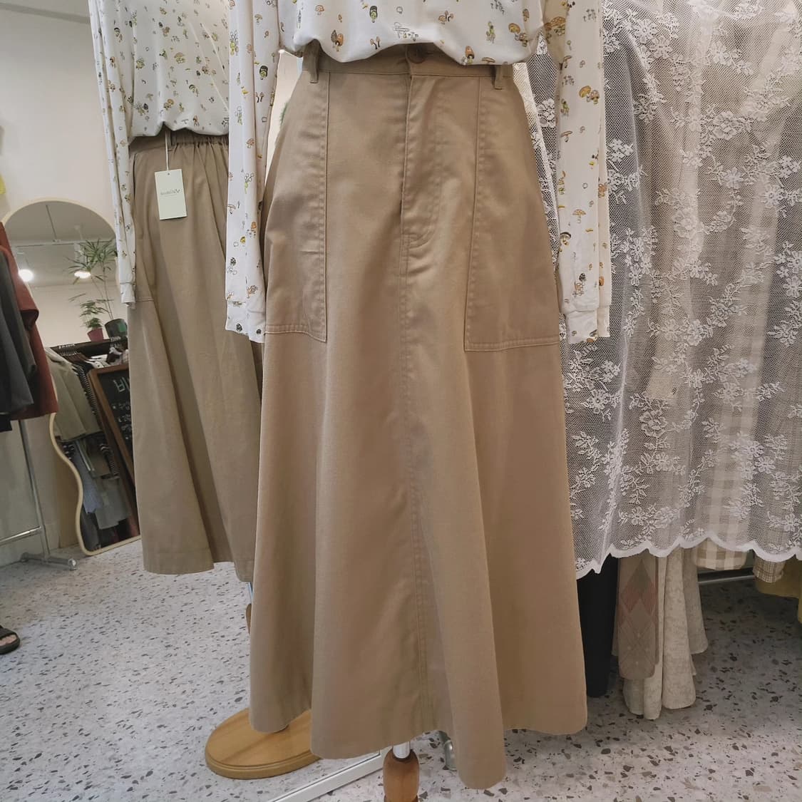 W closet 베이지 포켓 면스커트 상품이미지8
