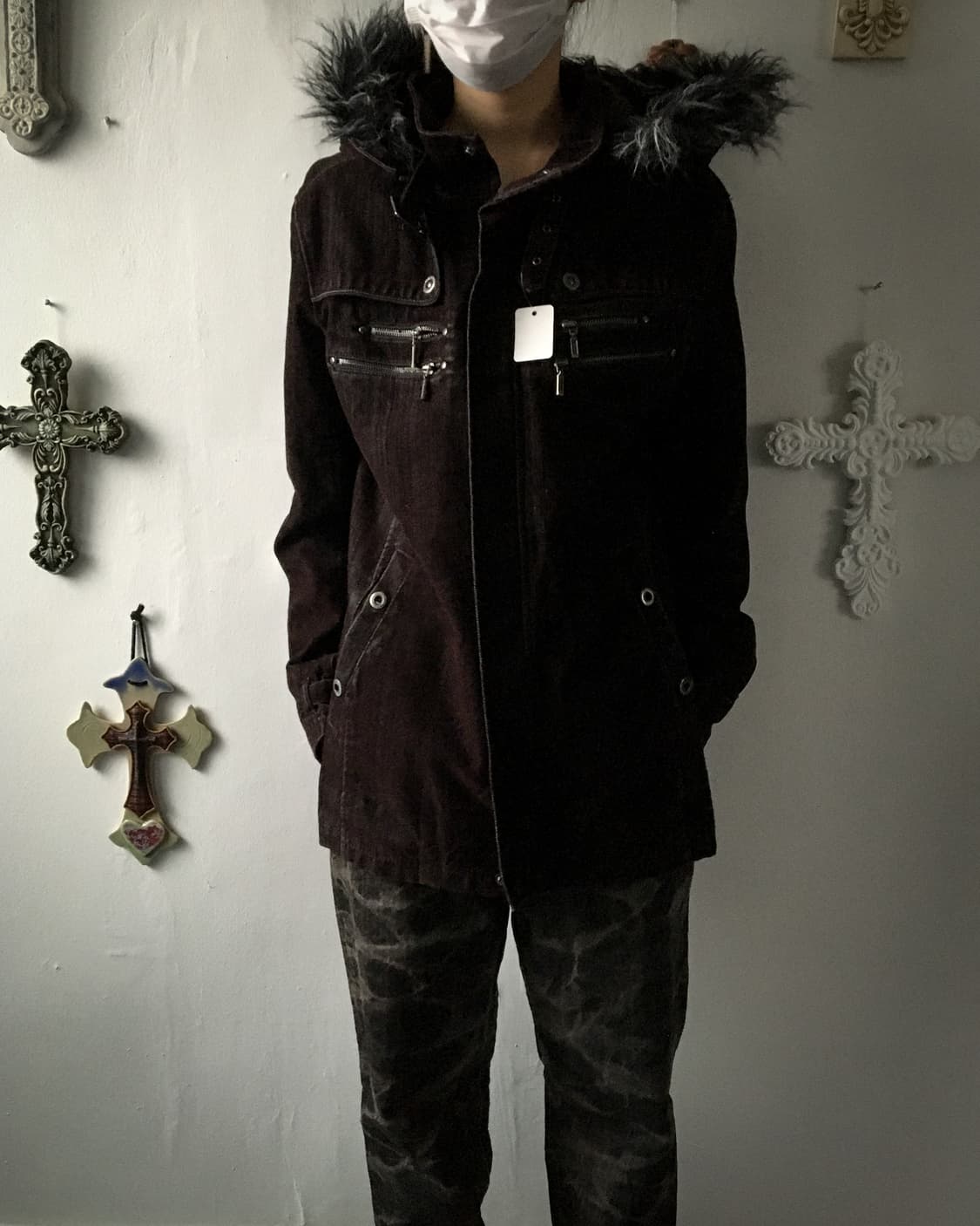 Fake fur hood belted jacket 상품이미지9