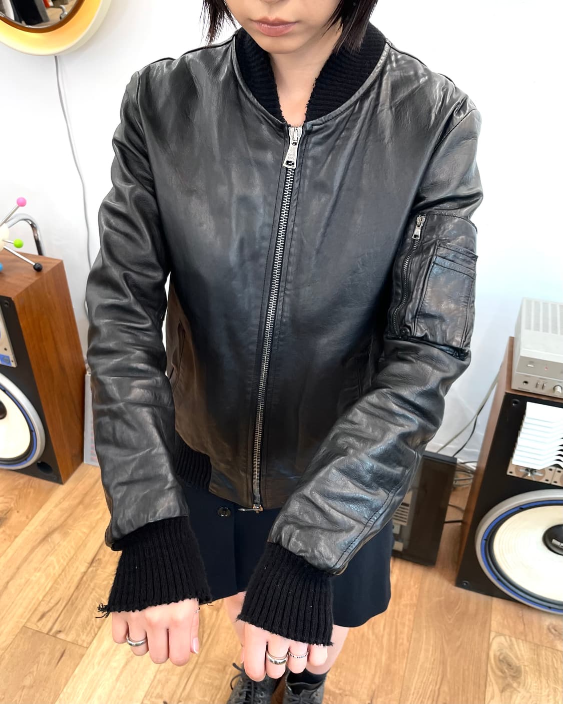 [44] 조르지오브라토 디스트레스드 레더 봄버 자켓 상품이미지1