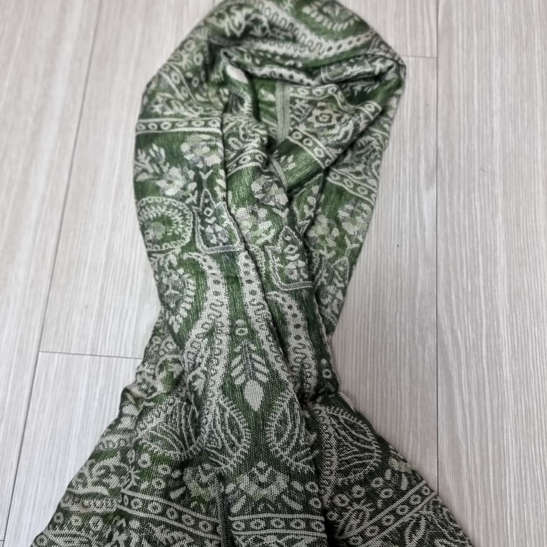 페이즐리 패턴 그린 머플러 상품이미지2