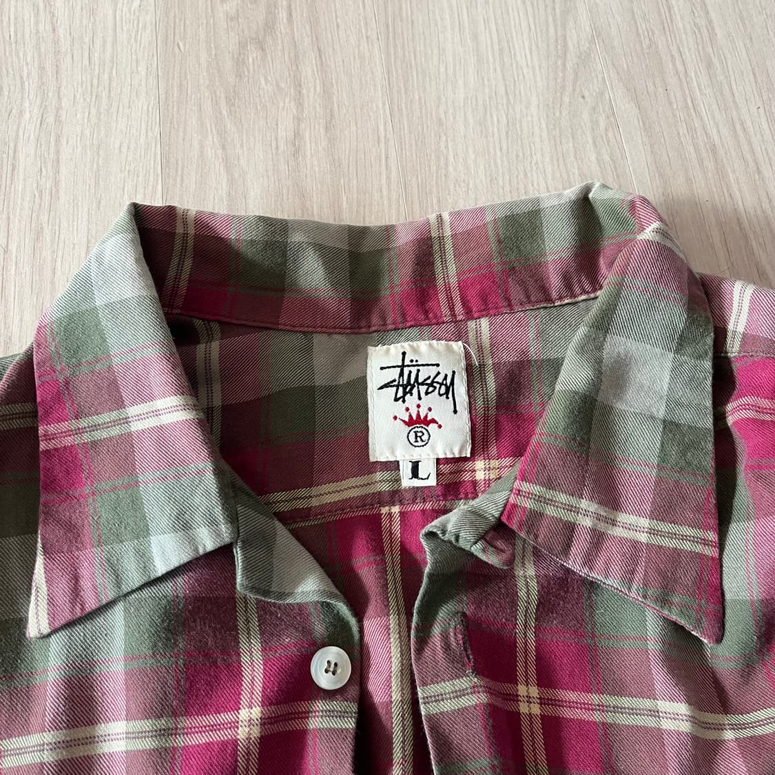 [L] 90s 빈티지 올드 스투시 체크 셔츠 상품이미지2
