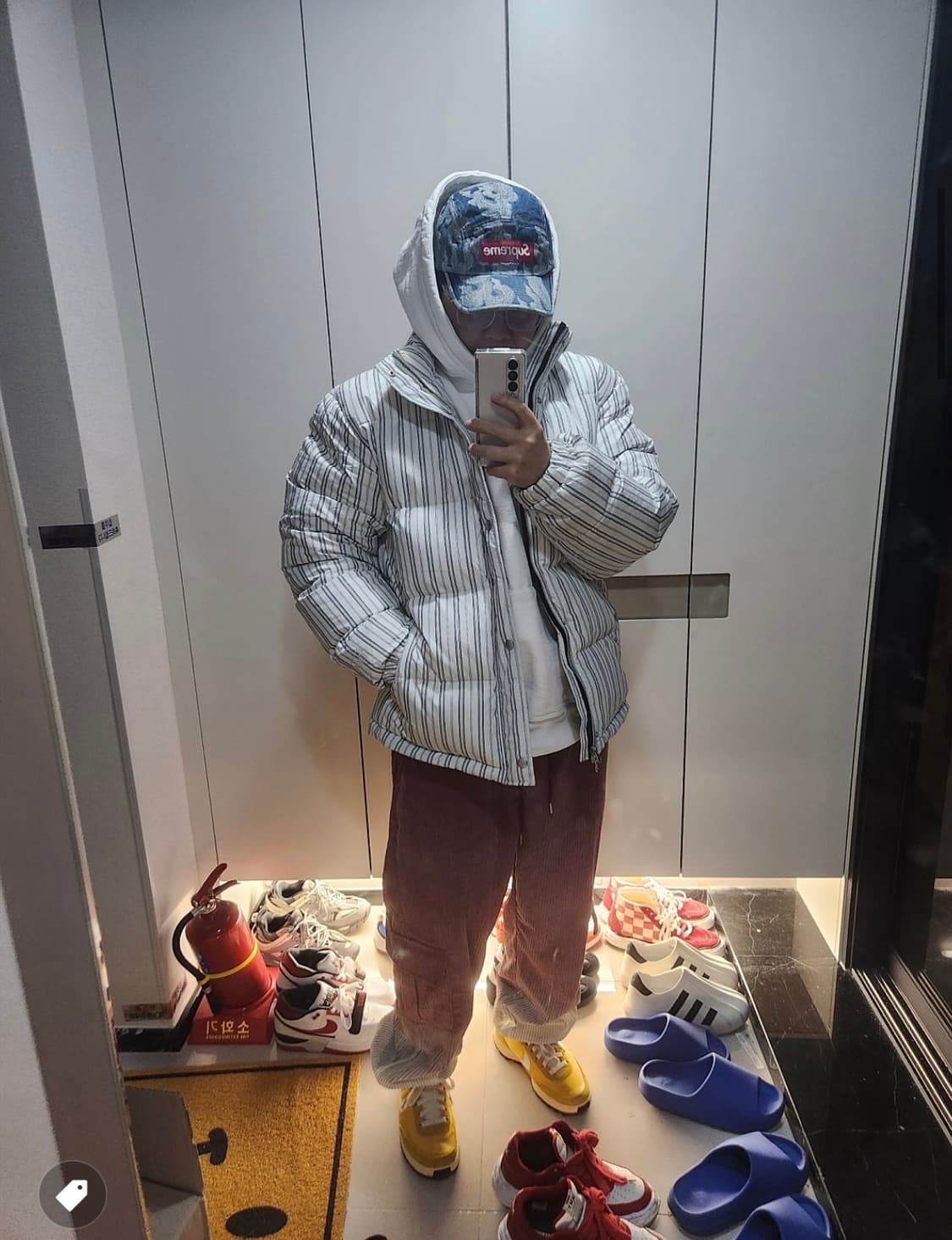 스투시 스트라이프 패딩 L 상품이미지8