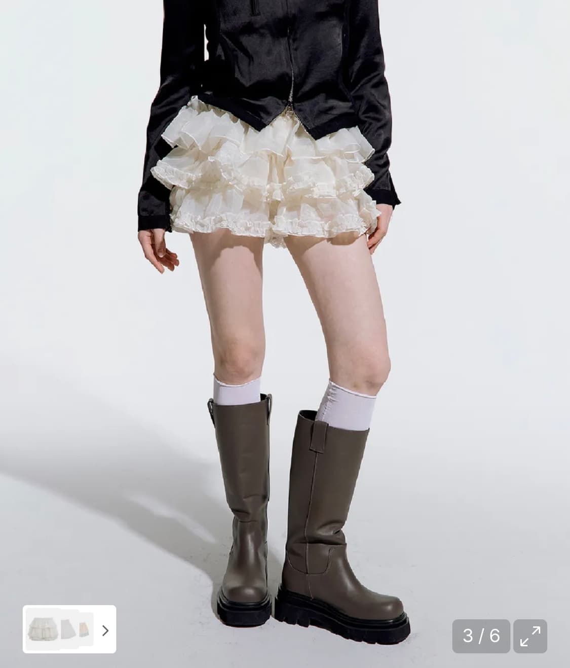 러프넥 튜튜스커트 크림 상품이미지2