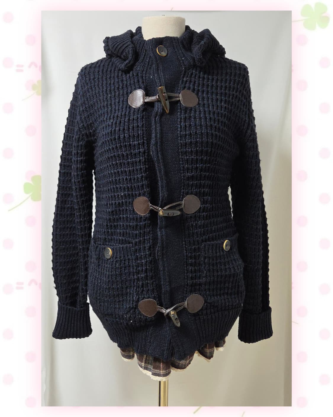 CALLIOPE 네이비 와플 떡볶이 후드 가디건 상품이미지5