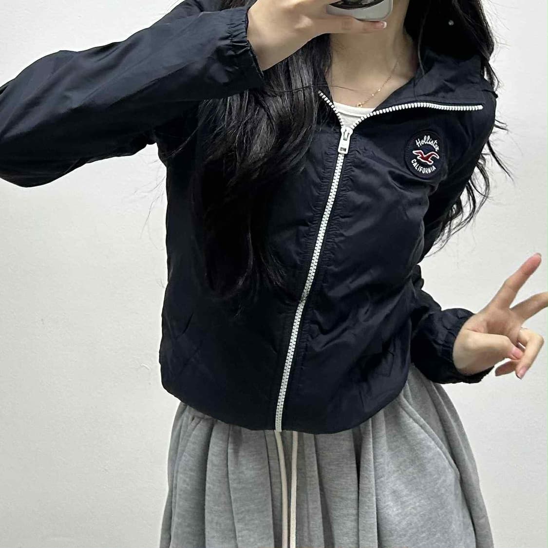 홀리스터 y2k 여리핏 걸즈 윈드브레이커 자켓 후드집업 바람막이(M) 상품이미지1