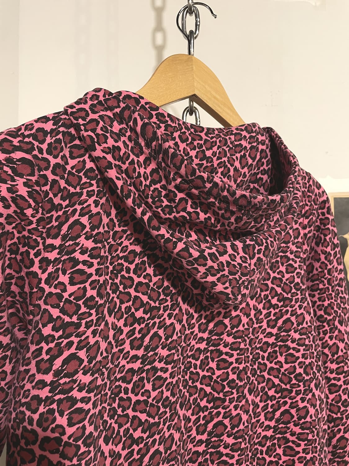 레오파드 패턴 핫핑크 후드집업 키치 갸루 상품이미지5