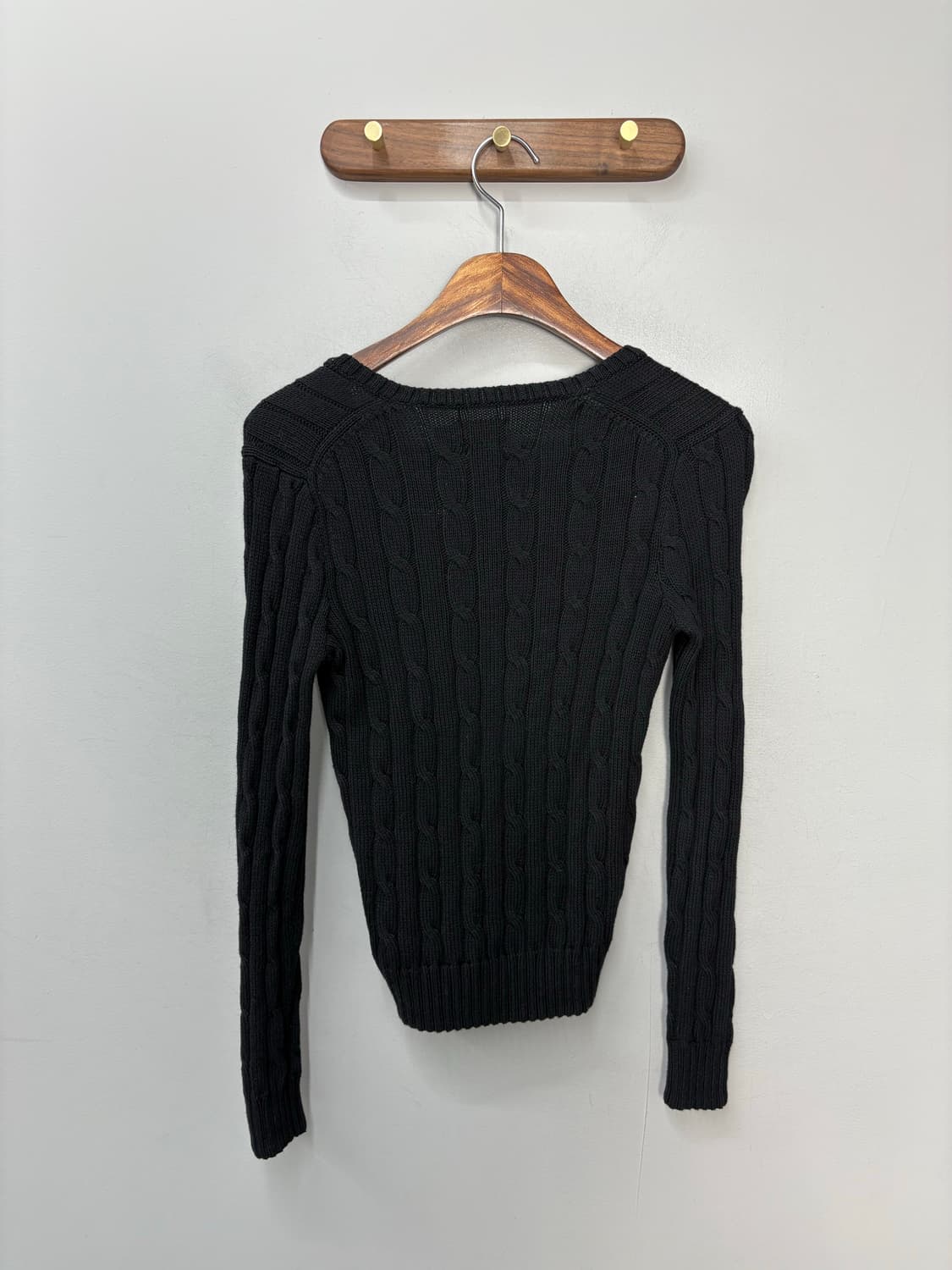 폴로랄프로렌 포니로고 브이넥 블랙 꽈배기니트 A3100 상품이미지4