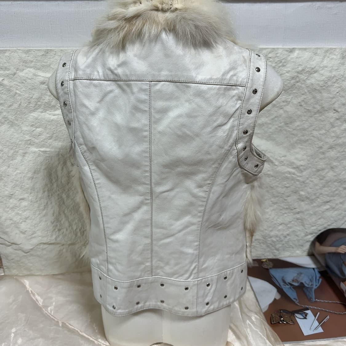 빈티지 고딕 여우털 폭스퍼 양가죽 조끼 베스트 상품이미지4