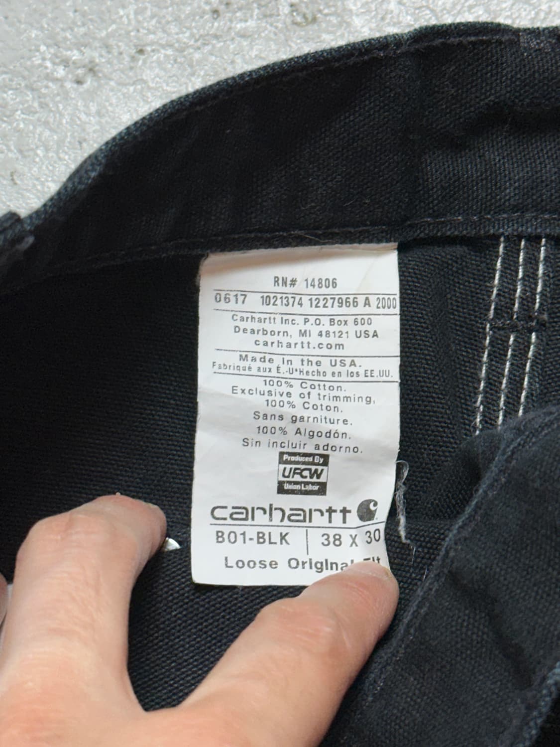OG USA Made 칼하트 B01 더블니 블랙 칼하트 썩블니 카펜터 상품이미지9