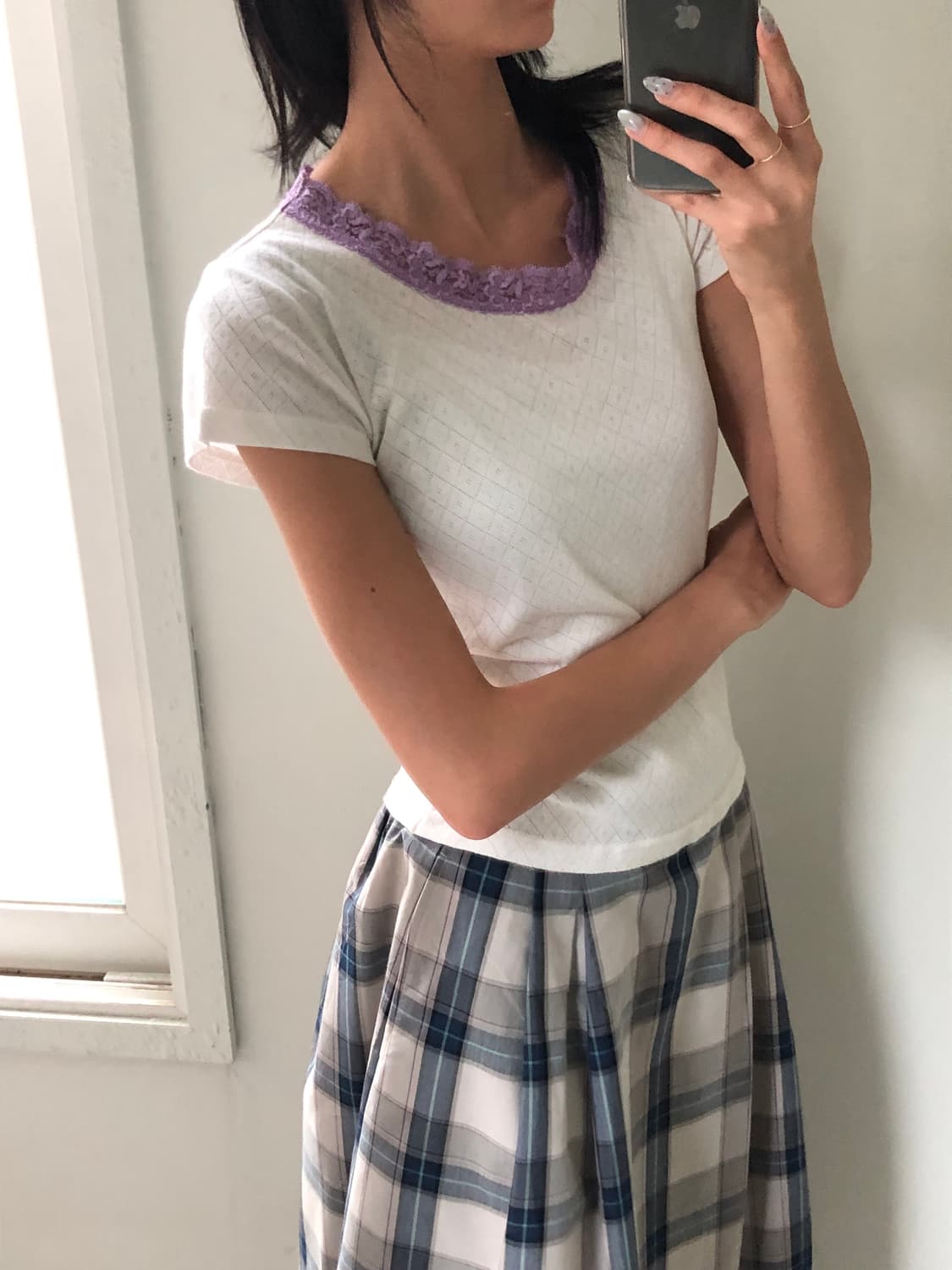 일본빈티지 레이스 숏반팔 상품이미지3