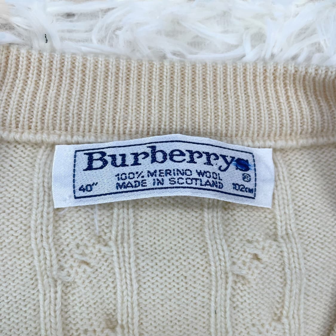 버버리 Burberry 00s 아카이브 기마 자수 케이블 니트 베이지  상품이미지5