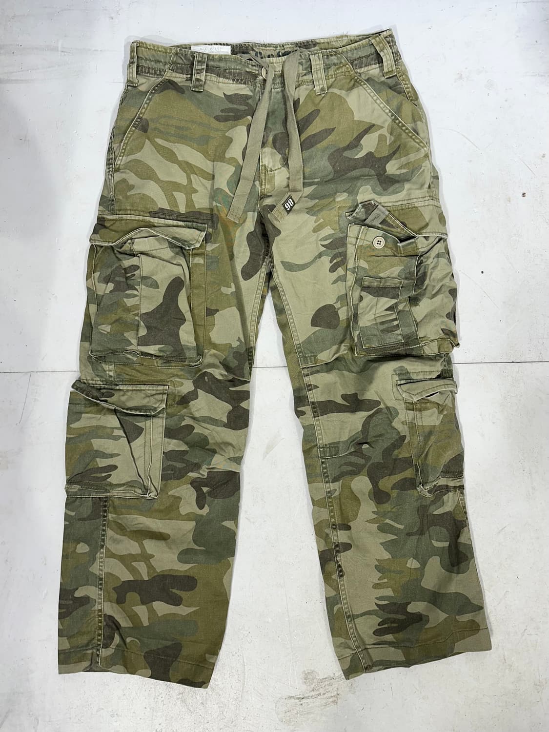 일본 빈티지 멀티 포켓 유틸리티 밀리터리 카모 카고 팬츠 와이드 바지 L 상품이미지4