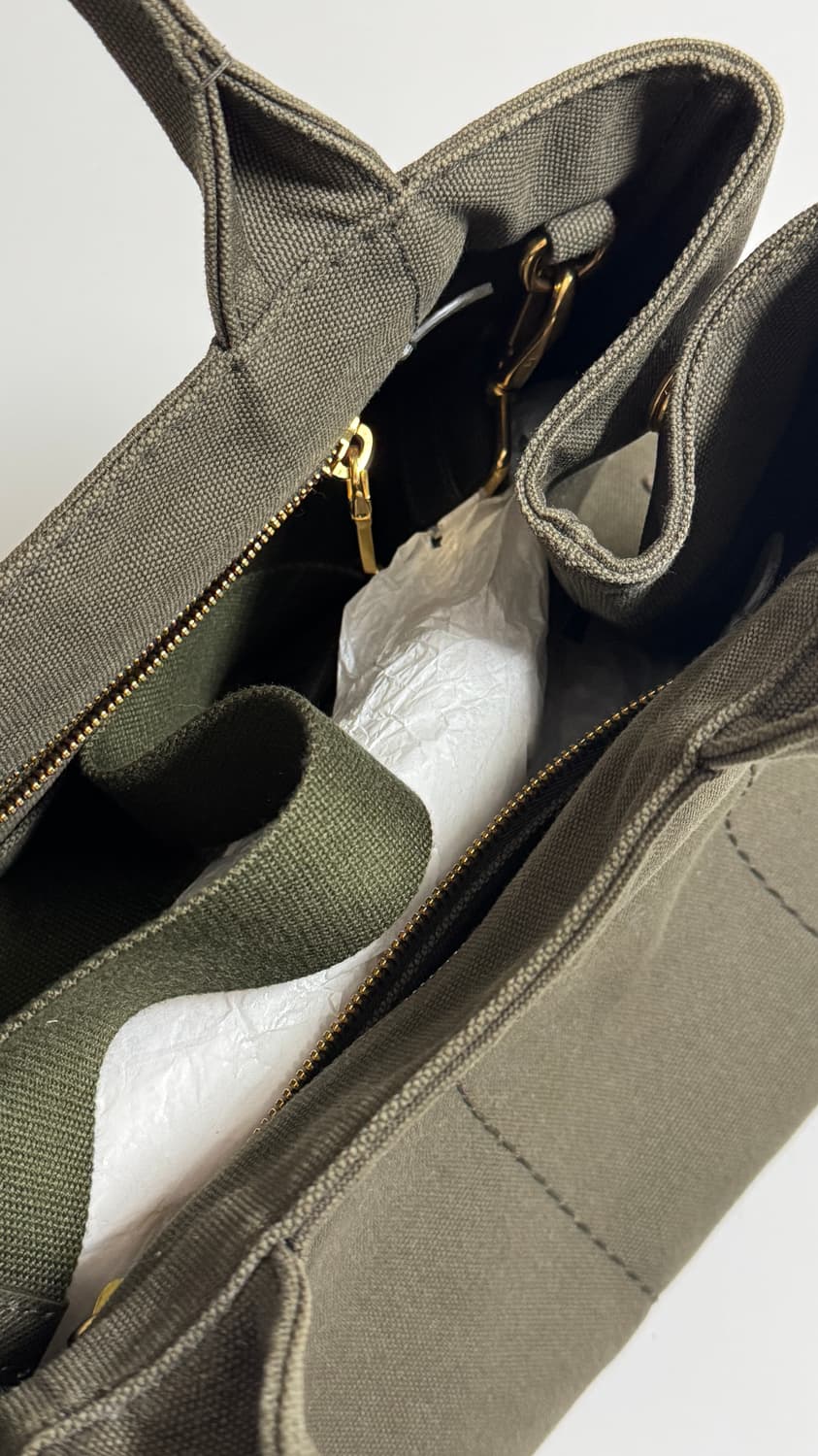 프라다 카나파 캔버스 카키 토트백 상품이미지2