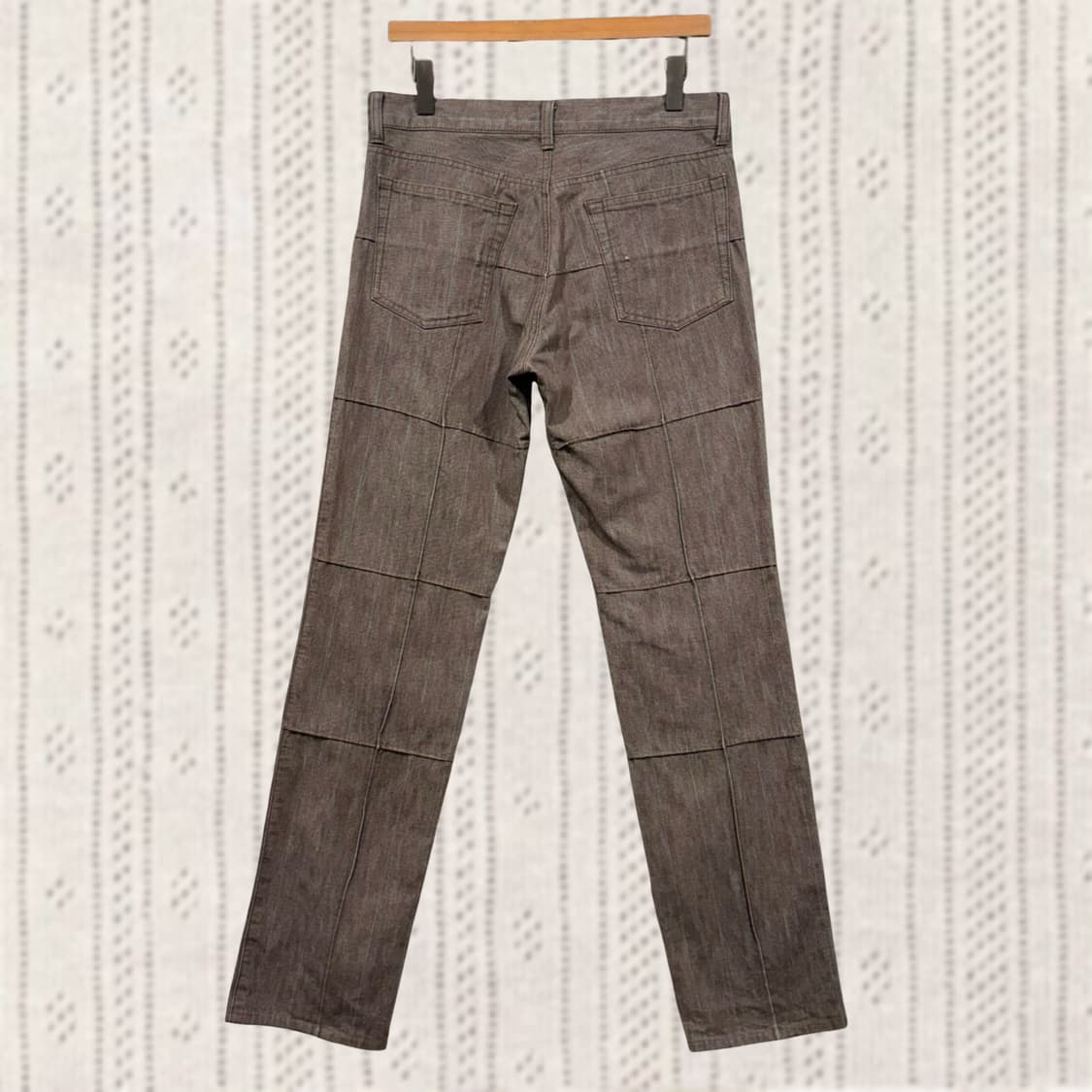 일본 빈티지 브라운 체크 패널 라인 스티치 팬츠 상품이미지2
