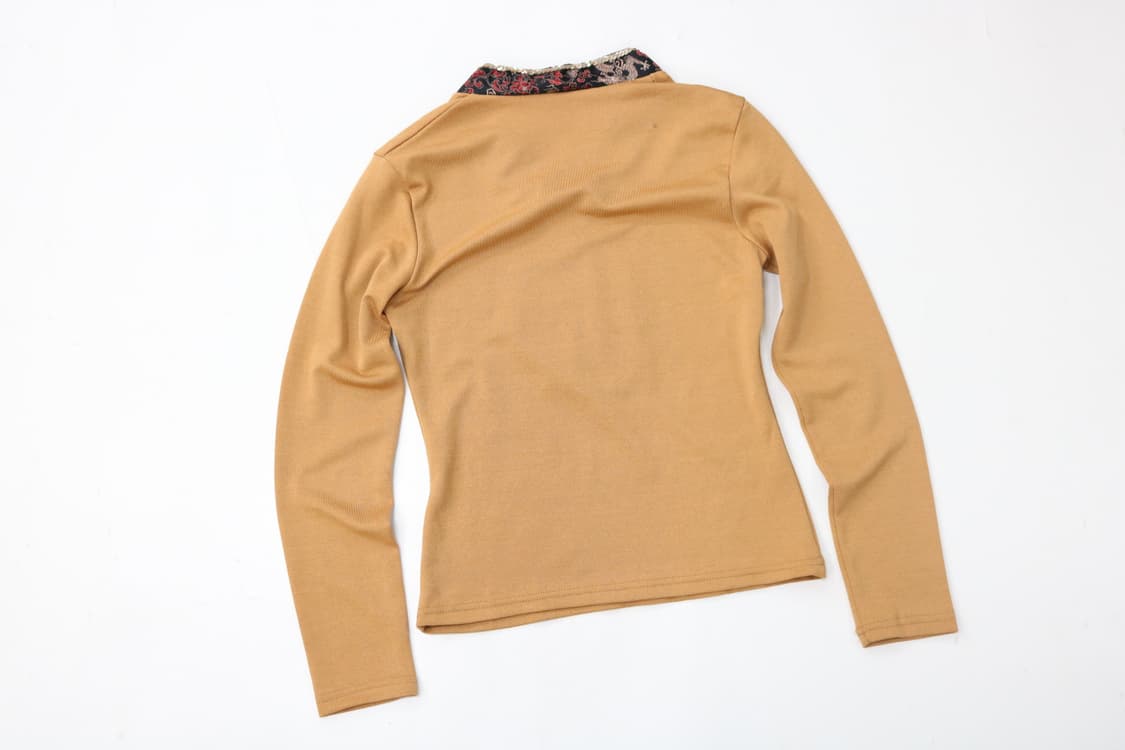 빈티지 에스닉 오리엔탈 자수 스팽글 머스타드 긴팔 티셔츠 상품이미지6