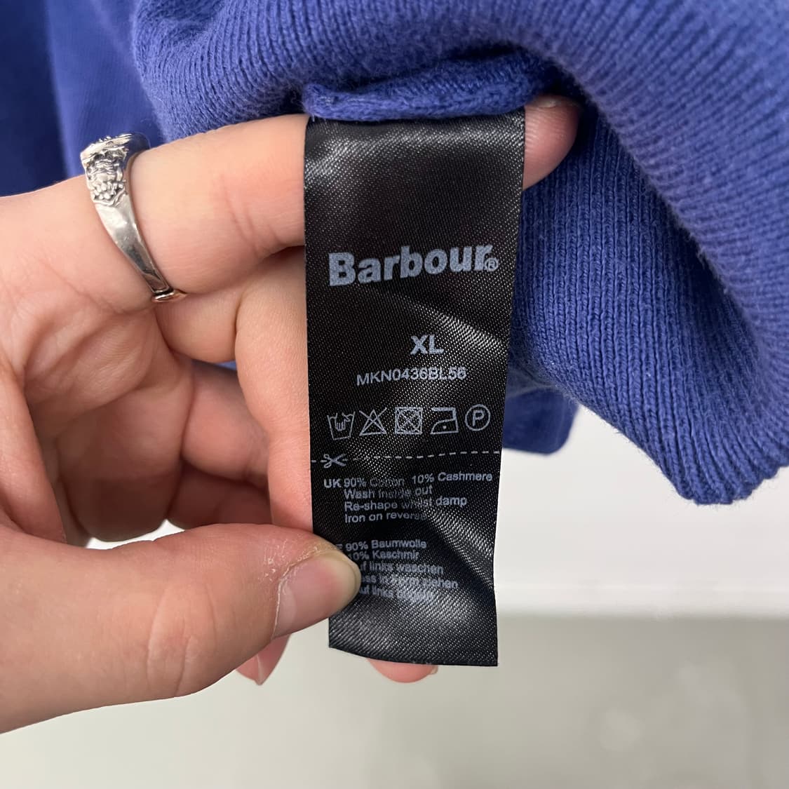바버 V넥 니트 블루 남XL 상품이미지6