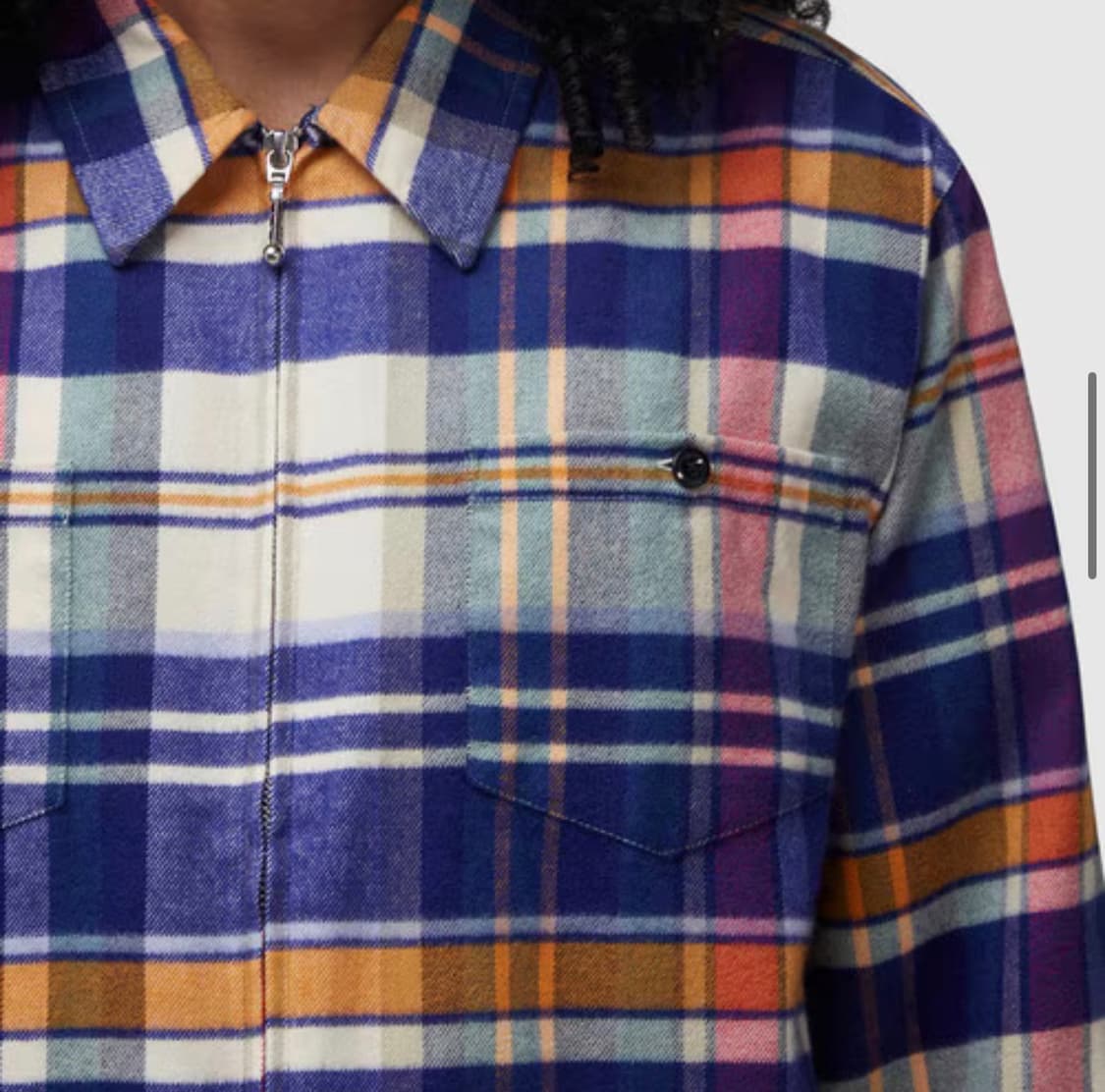 [M] 100] 노아 플란넬 집업 체크 셔츠 상품이미지4