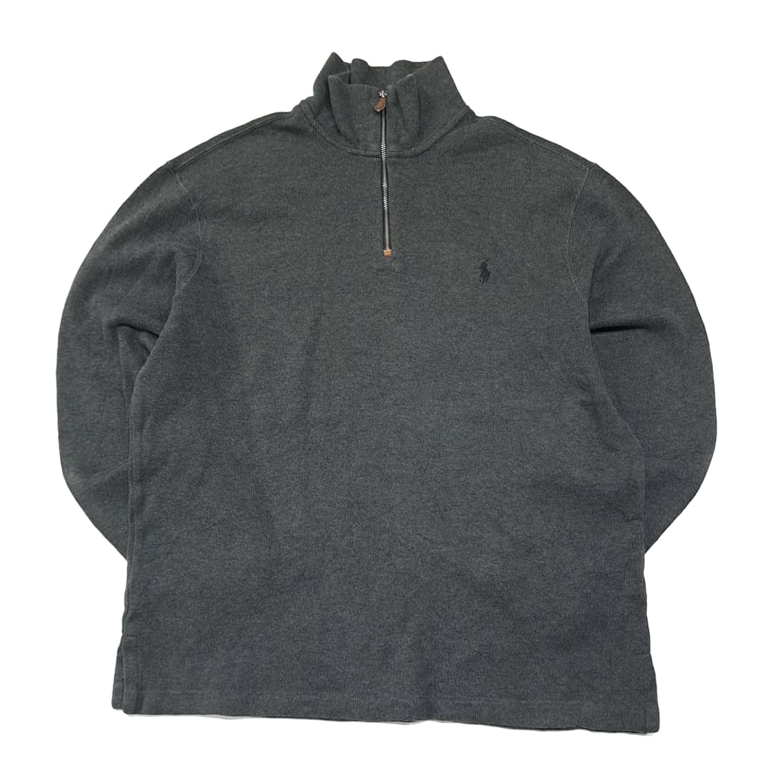 CL193 폴로 코튼 레더풀러 피케 차콜 하프집업 니트 스웨터 상품이미지1