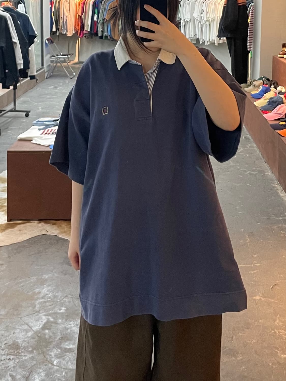 타미힐피커 올드스쿨 로고 네이비 카라 반팔 H2559 상품이미지1