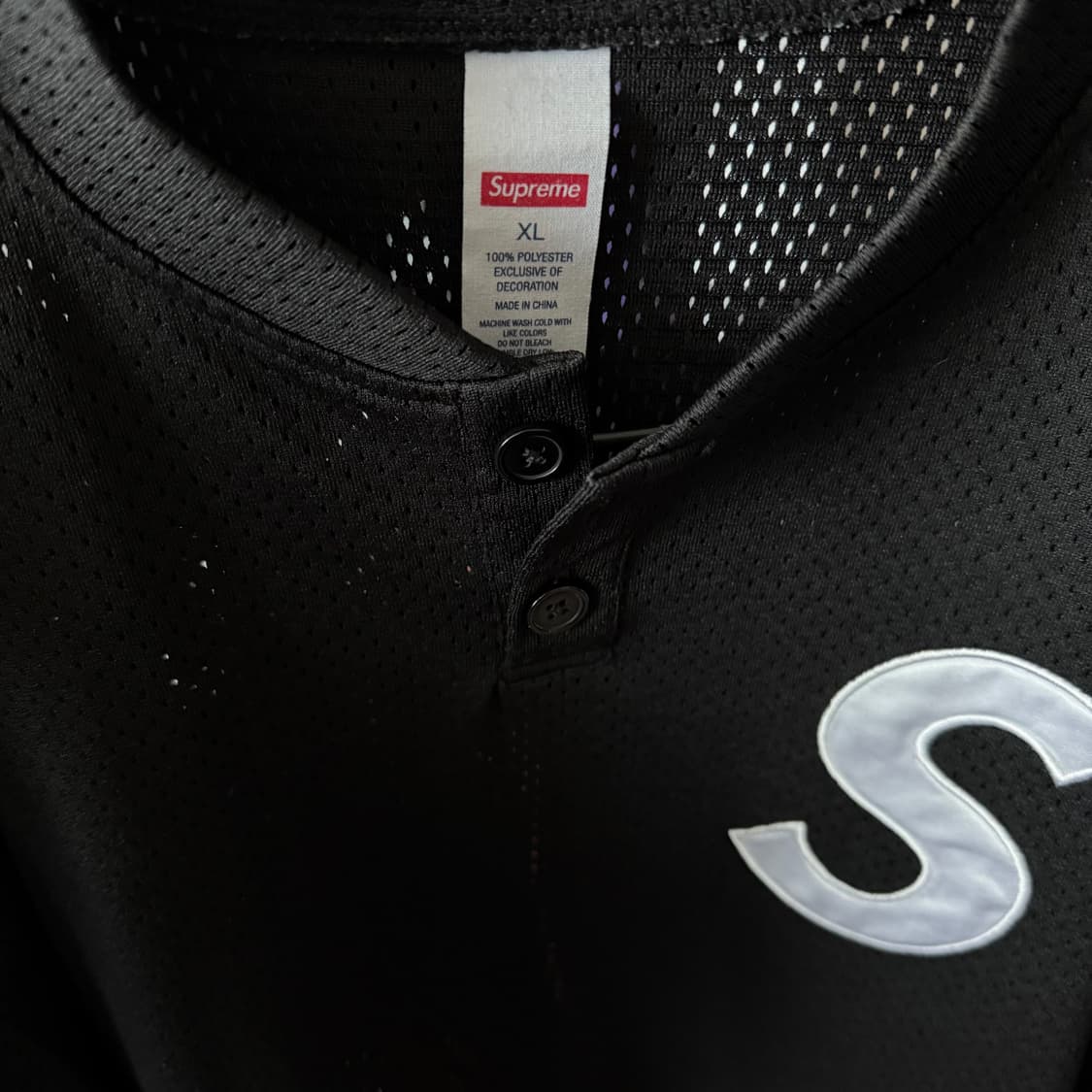 24FW 슈프림 S 로고 베이스볼 헨리 블랙 XL 상품이미지4