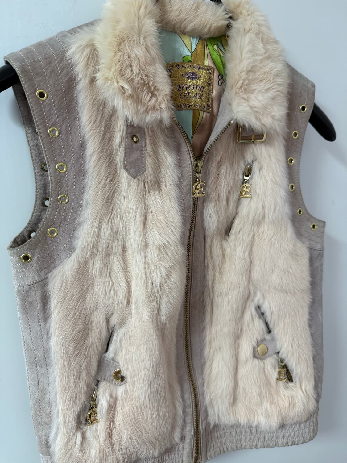 Egoist glam 핑크 래빗 퍼 베스트 조끼 상품이미지2