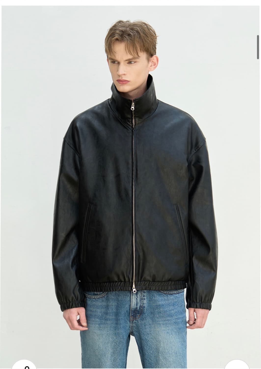 (L) 드로우핏 스모크 레더 하이넥 블루종 [SMOKE BLACK] 판매 상품이미지4