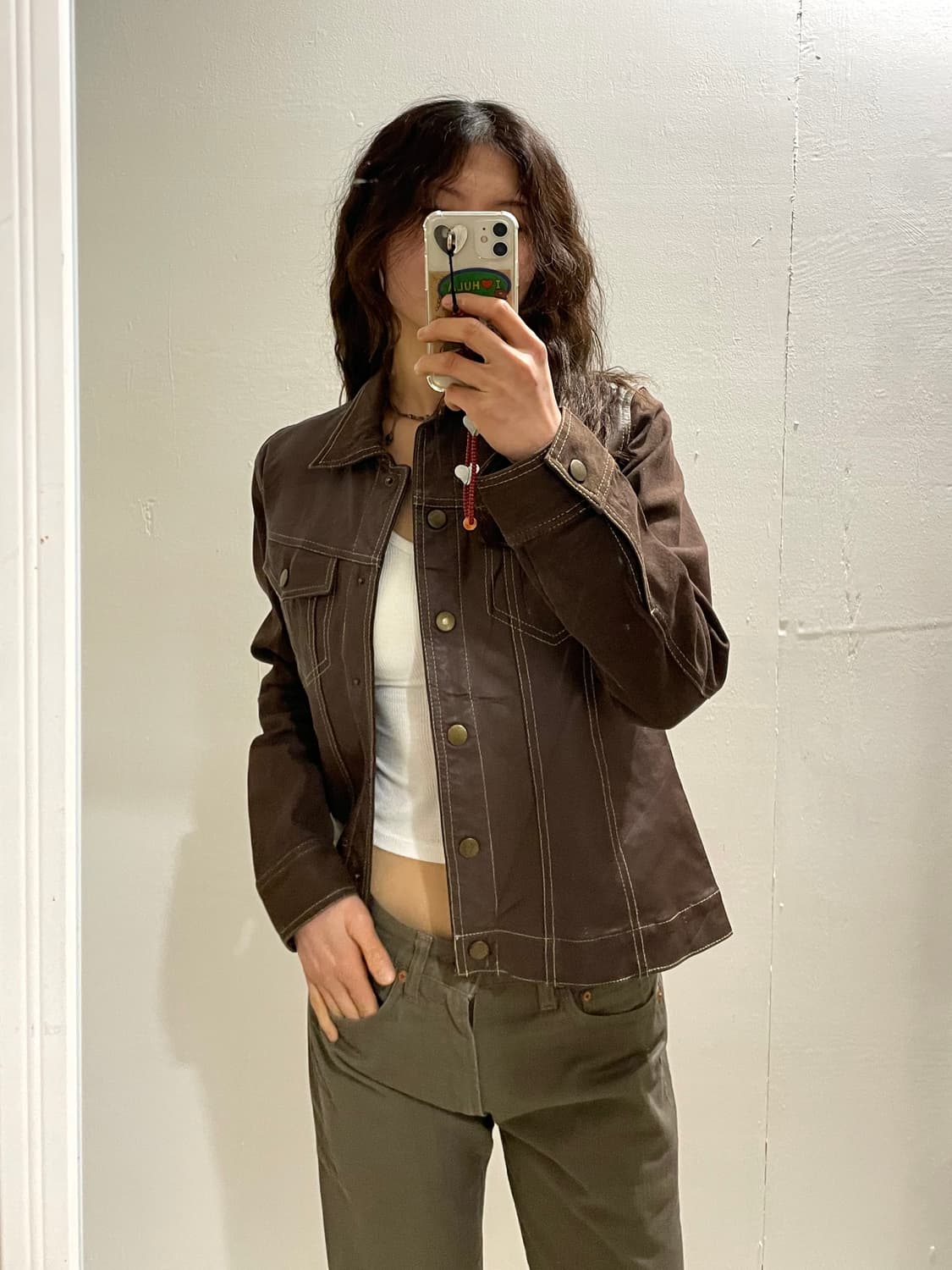 🤎일본 빈티지 브라운 레더 데님 자켓 상품이미지2