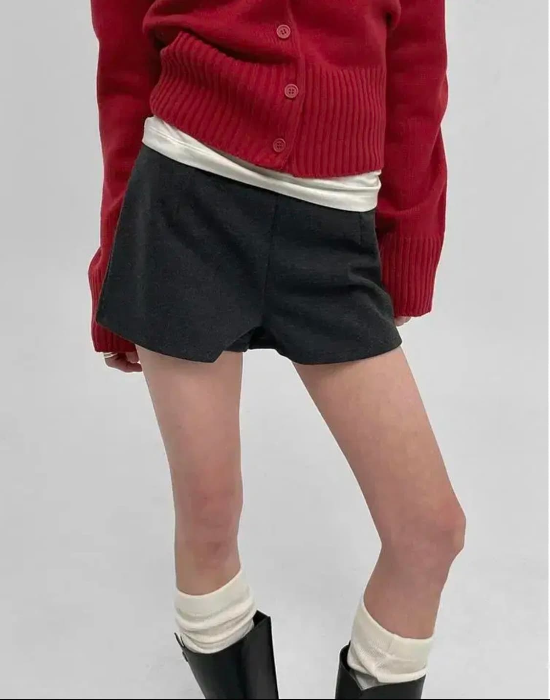 블랙업 체크윈 모직 숏팬츠 아이보리 상품이미지2