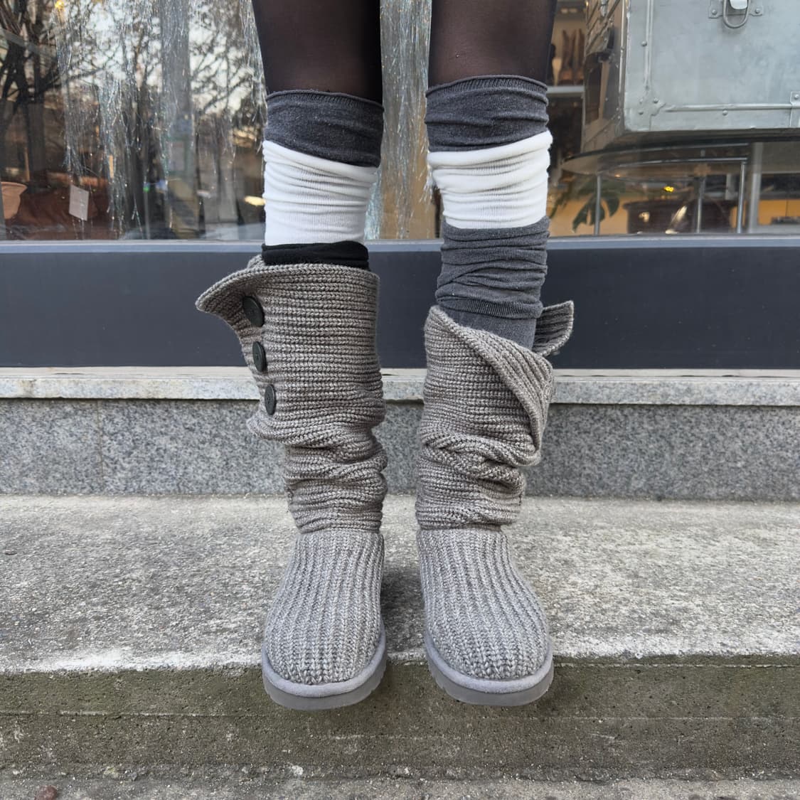 2000s Y2K 니트 카디 어그 부츠 상품이미지4