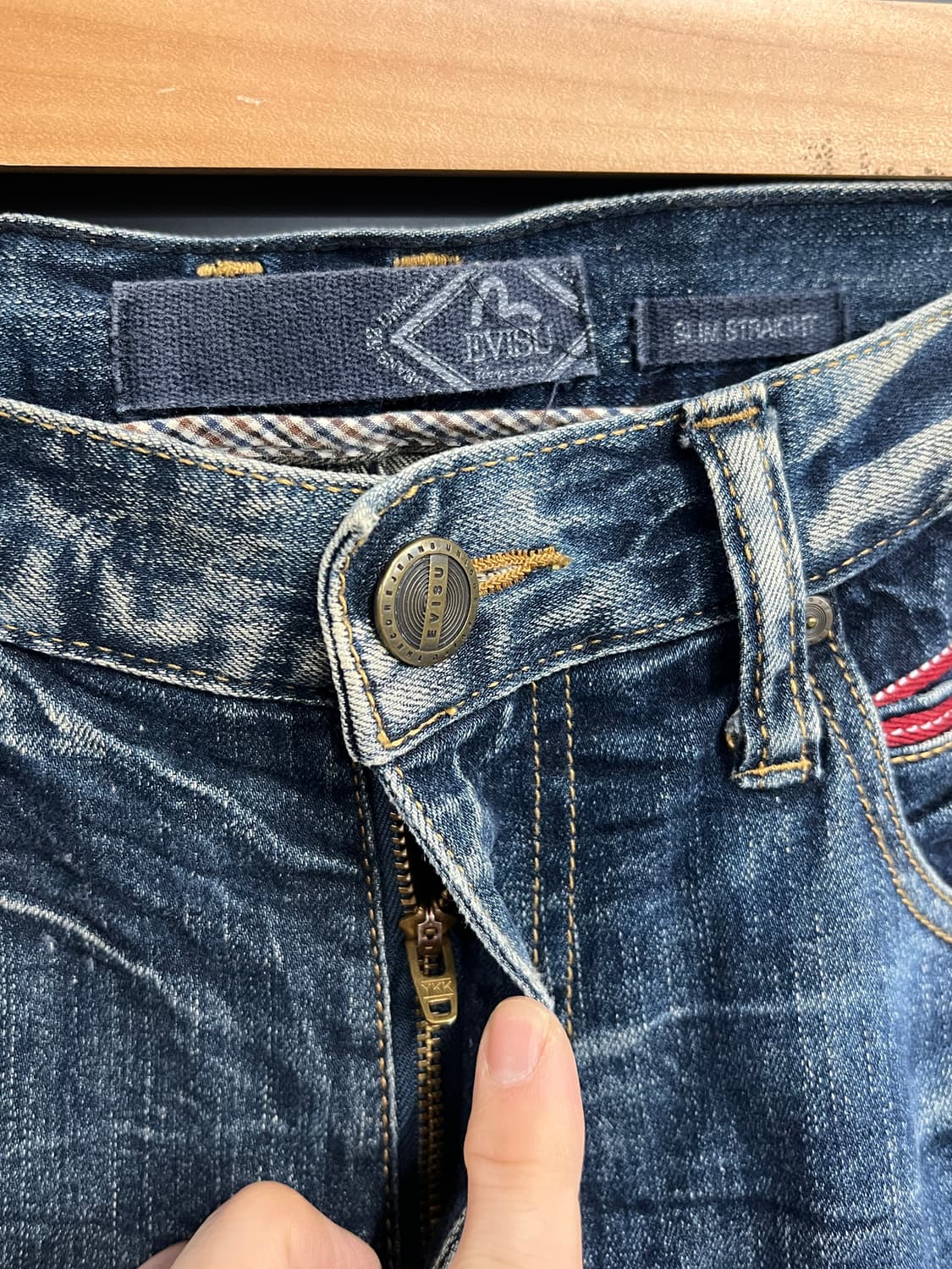 Evisu 에비수 백로고 백호 자수 슬림 스트레이트핏 데님 팬츠  상품이미지6
