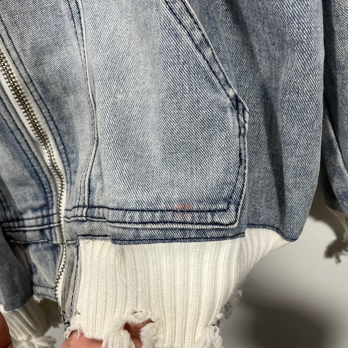 시보리 데미지 집업 데님자켓 상품이미지3