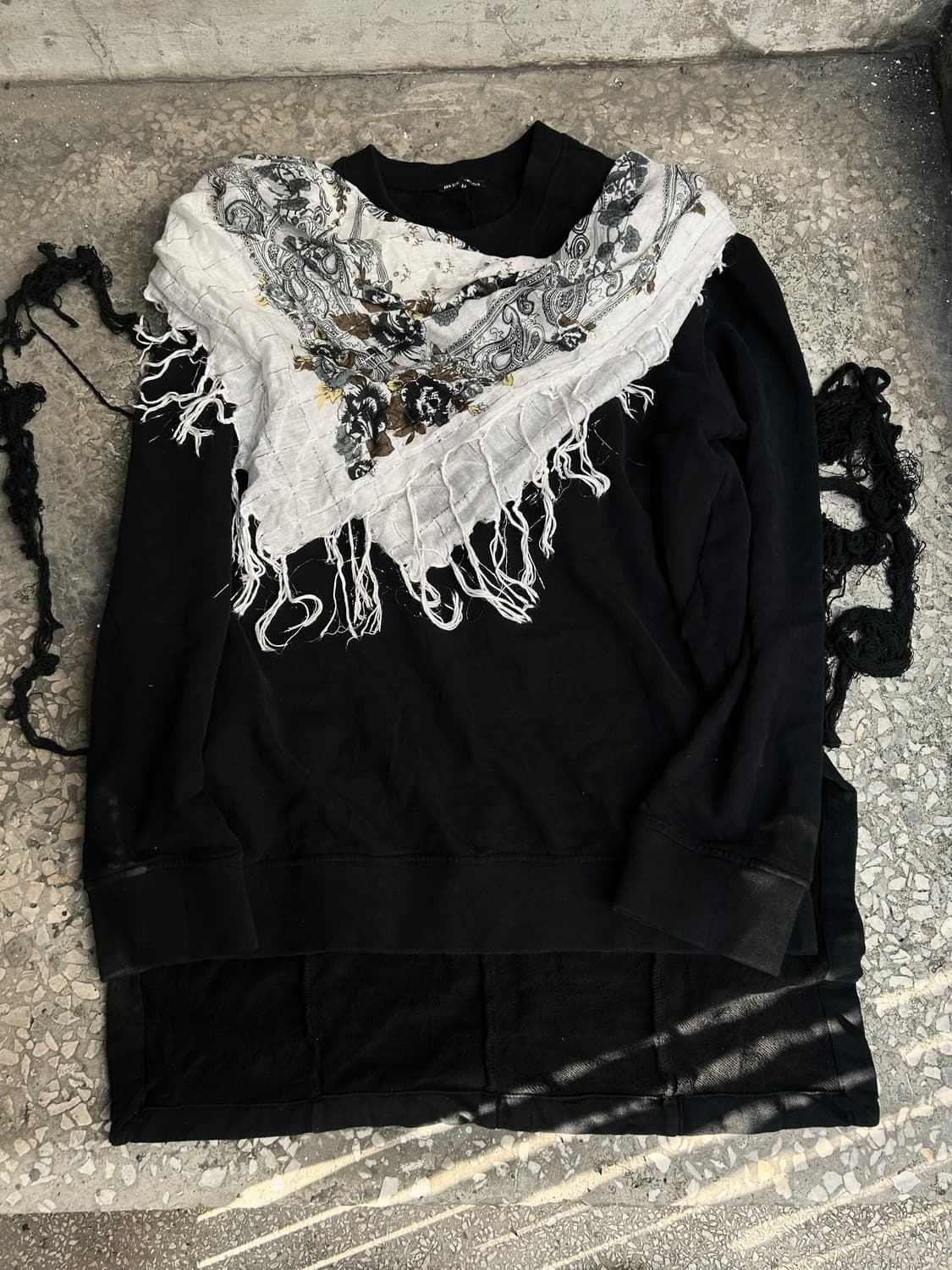 Ann demeulemeester 블랙 비대칭 코튼 셔츠 상품이미지1