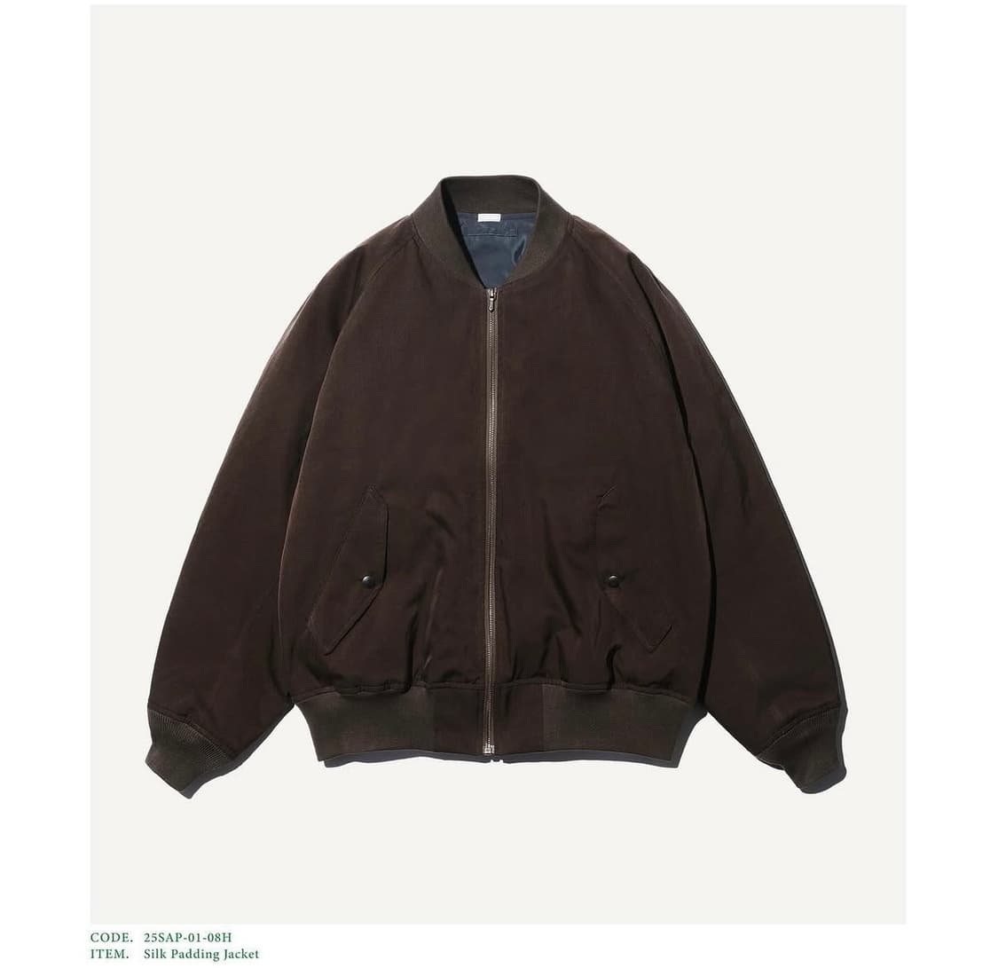 [3] 아프레쎄 25ss 실크 패딩 자켓 카키 상품이미지1