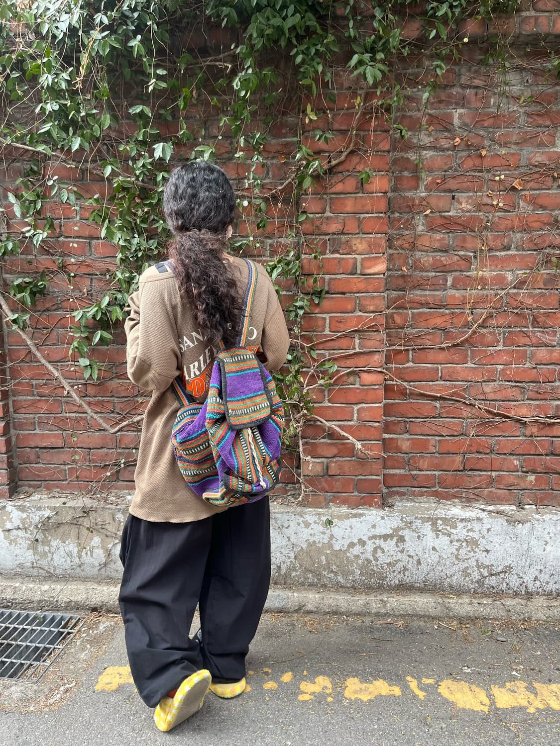 히피 에스닉 보리 줄무늬 백팩 상품이미지2