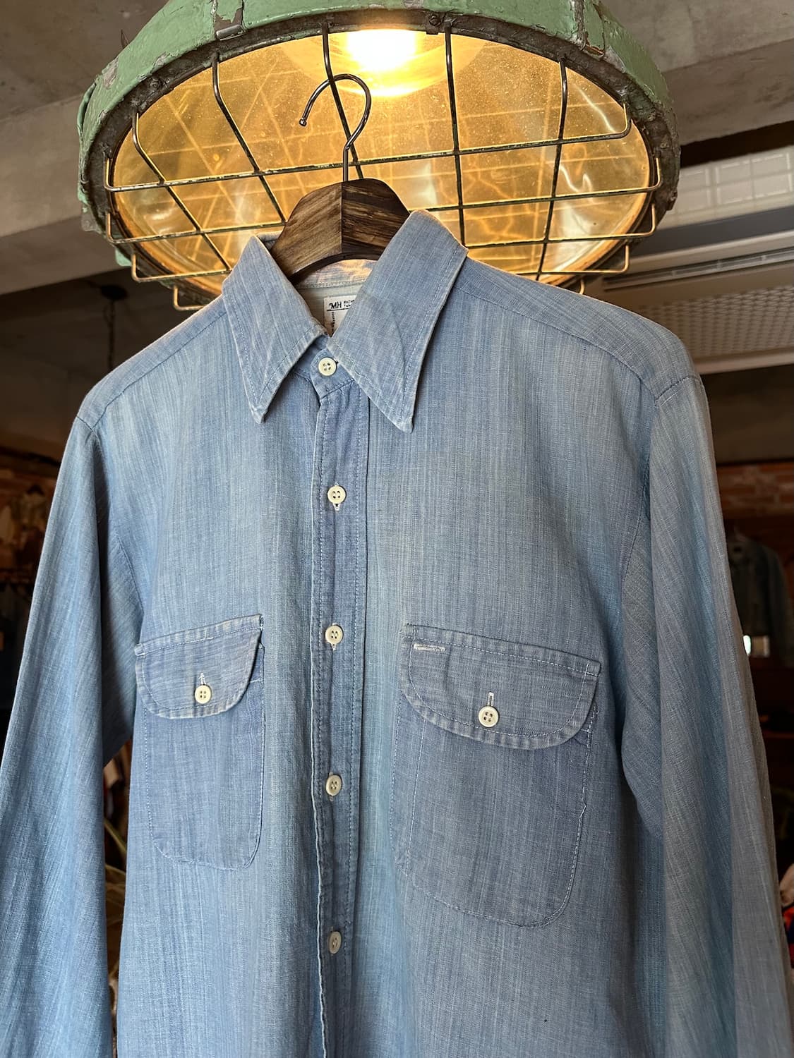70s USA 빈티지 JC Penney 빅맥 샴브레이 워크 셔츠 상품이미지5