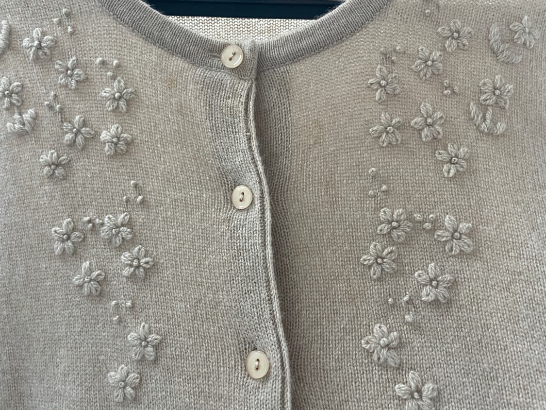 빈티지 베이지 플라워 꽃 자수 가디건 상품이미지4