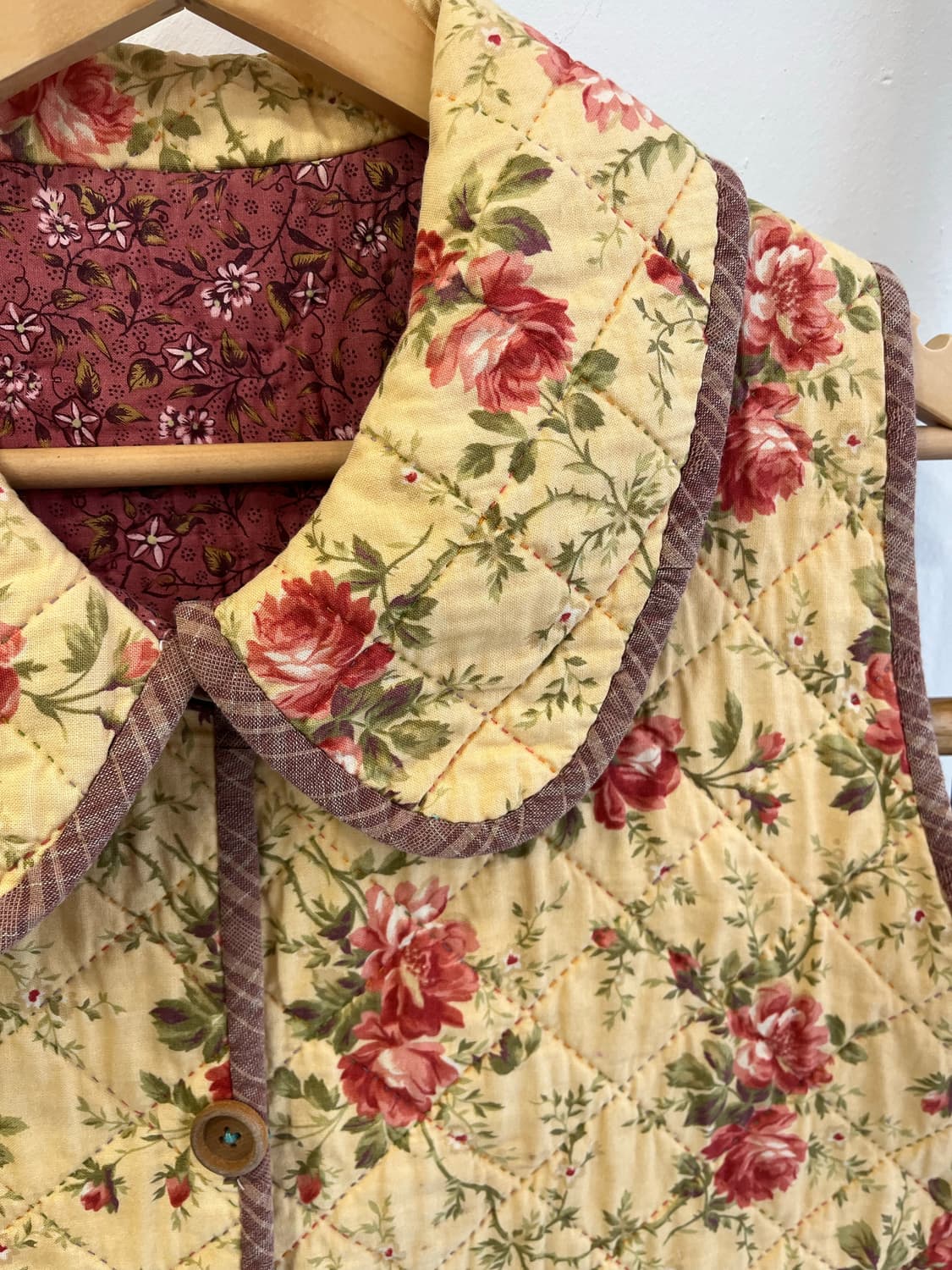 플라워 패턴 자수 퀼트 누빔 조끼 베스트 상품이미지3